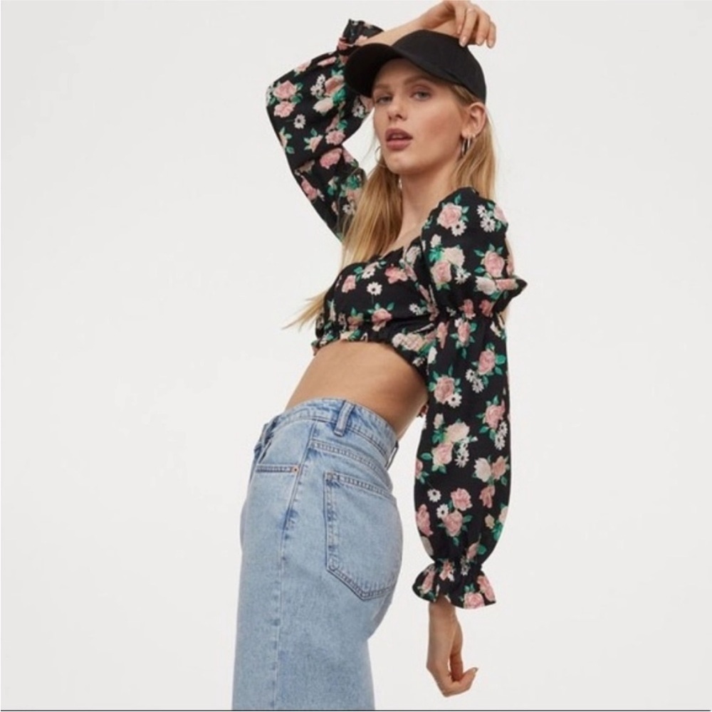 Divided by H&M floral crop top size xsmall boho
